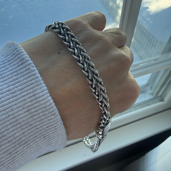 David Yurman Double Wheat Diamond & Silver Necklace - Picture 7 of 7